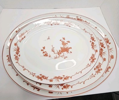 Goa Vista Alegre Red Asian Floral Platter Set Of 3 Size 16 In, 13 In, 12 In