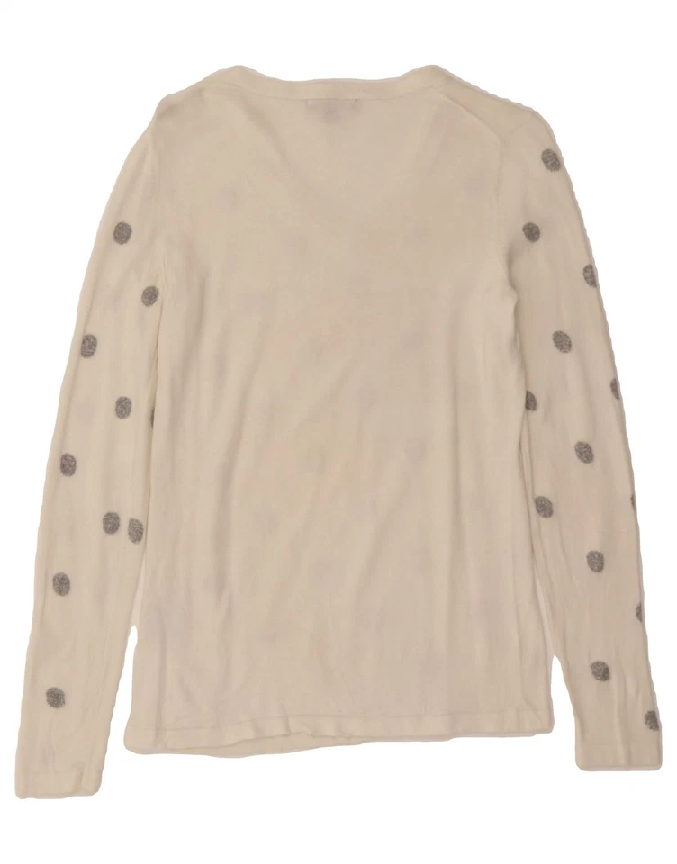 Suéter Jersey TOMMY HILFIGER Mujer Cuello en V Reino Unido 10 Pequeño Blanco CR33 Foto 2 de 3
