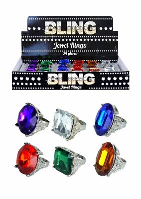 Riesige bunte Stein Schmuck Glitzer Ringe Kostüm Zubehör Requisite Witze