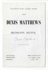 Denis Matthews Signed Progam ca. 1950 / Autographed Conductor
