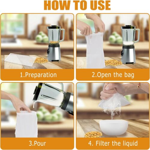 20× Organic Cotton Nut Milk Bag Reusable Food Strainer Brew Coffee Cheese Cloth - Picture 4 of 15