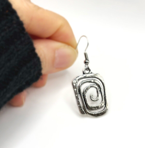 Vintage Silver Hoop Dangle Earrings - Boho Style, Perfect Party Gifts - Picture 8 of 8