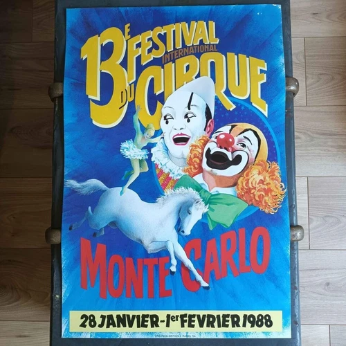 Authentic Vintage MONACO Festival CIRQUE MONTE CARLO 1988 60X40 POSTER Poster