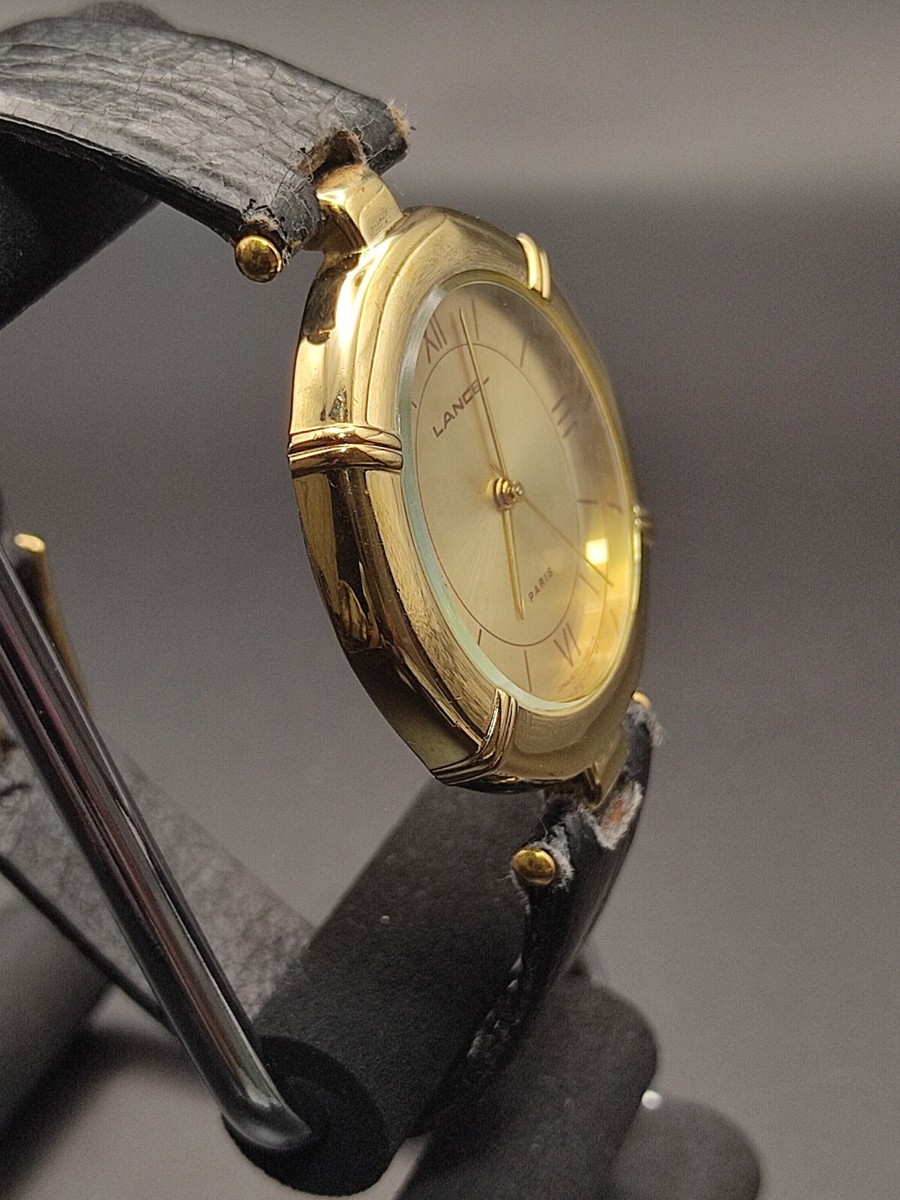 Vintage Lancel Pavé Round Gold Watch | Japanese Quartz | Elegant Bracelet Style Vintage LANCEL PARIS Jewerly Watch Gold Tone Japan Made  main image 3