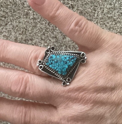 Navajo Indianer Am. Indisches Sterling & Natur Türkis. Ring - Bild 1 von 6