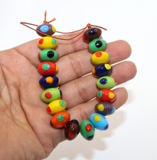 5 Strands Fancy glass beads, Multi clr beads for Jewelry making, Handmade beads.