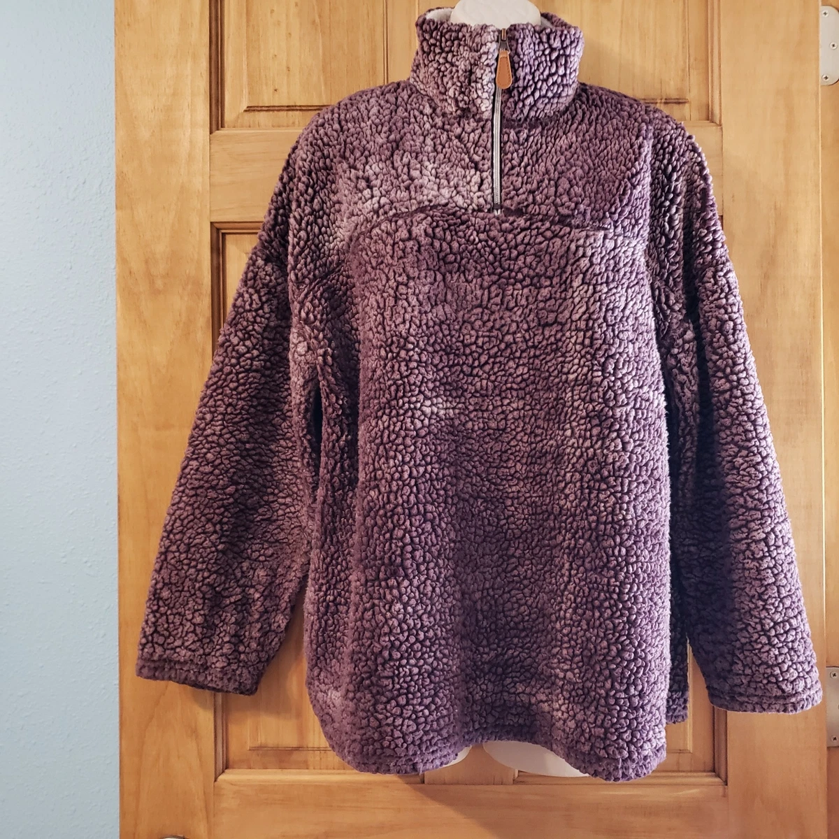 Poof Teddy Bear Pullover 1/4 Zip Sweater Size Small Purple Fuzzy | eBay