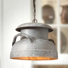 Milk Can Pendant Light in Weathered Tin