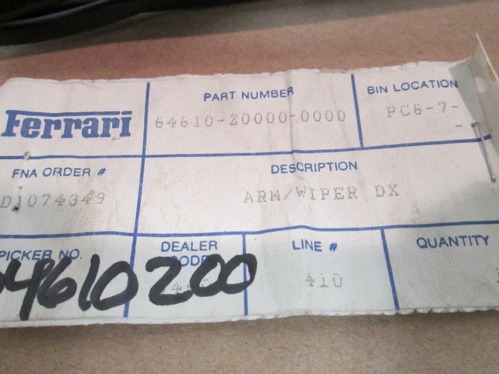 Ferrari 355 Passenger Windshield Wiper Arm NEW # 64610200