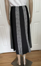 John Paul Richard Uniform 10 Gray Black Mixed Pattern Panels High Low Midi Skirt