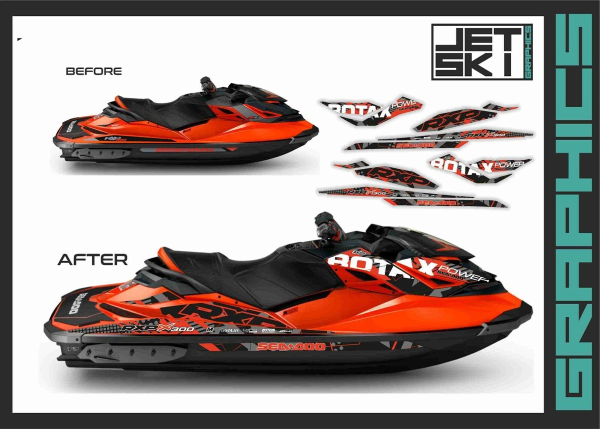 SEADOO RXP RXPX 300 graphics kit decals set for 2016-2017 Lava Red