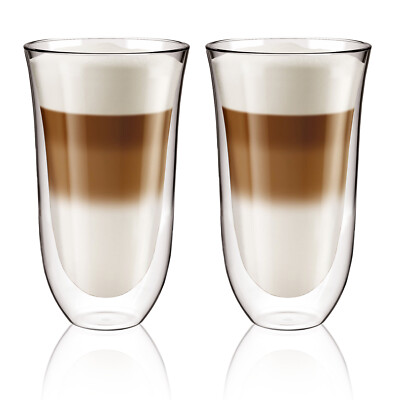 2x Cremona Pack doppelwandig Thermo Kaffee Glas Becher Tee Latte 250ml