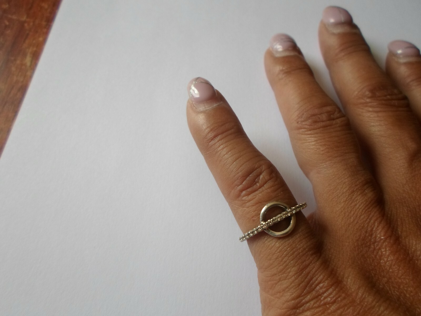 solid silver ring, openwork circle, zirconiums, s… - image 2