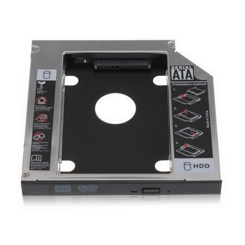 Optical Bay 2nd SATA HDD Hard Drive Disk Caddy CD-ROM For Laptop
