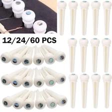 12/24/60Pcs Guitar Bone Pin String Peg Bridge Abalone Shell Luthier Nut Saddle
