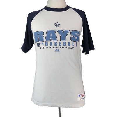 Tampa Bay Rays shirt adult MEN'S medium white blue short sleeve Raglan