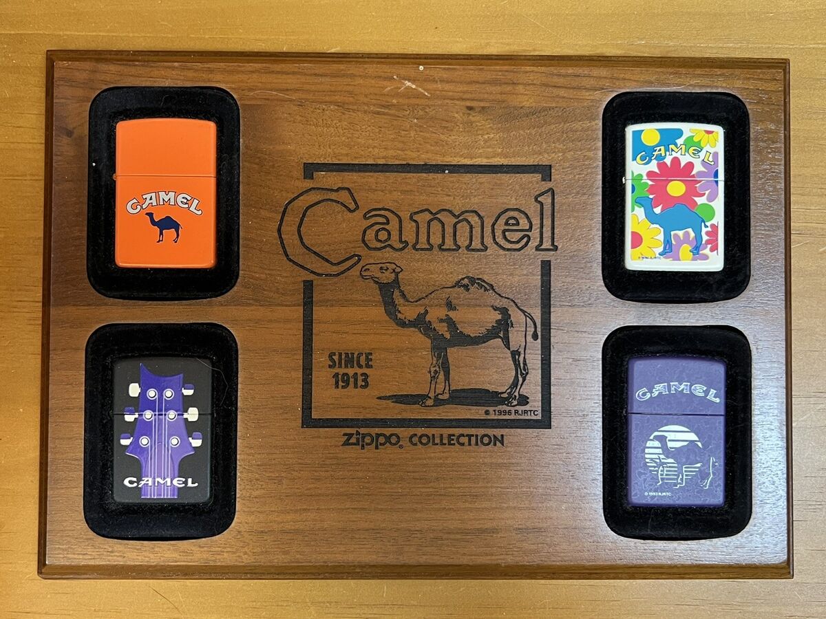 Camel Zippo 4 Lighter Collection Used & New 1996 Hippie Camel Zippo 4 Lighter Collection Used & New 1996 Hippie