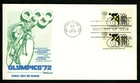 SUMMER OLYMPIC GAMES CYCLING MUNICH GERMANY 1972 FLEETWOOD CACHET FDC UNADDR