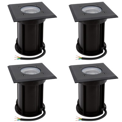4 Stück Boden Außenstrahler LED GU10 neutralweiß 6W Spot schwarz IP67 befahrbar