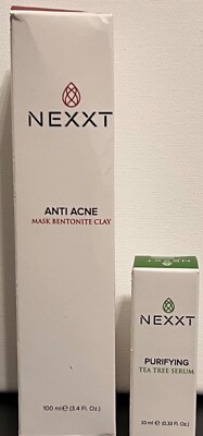 NEXXT Beauty Miami Anti Acne Mask Bentonite Clay + Tea Tree Serum Free Shipping