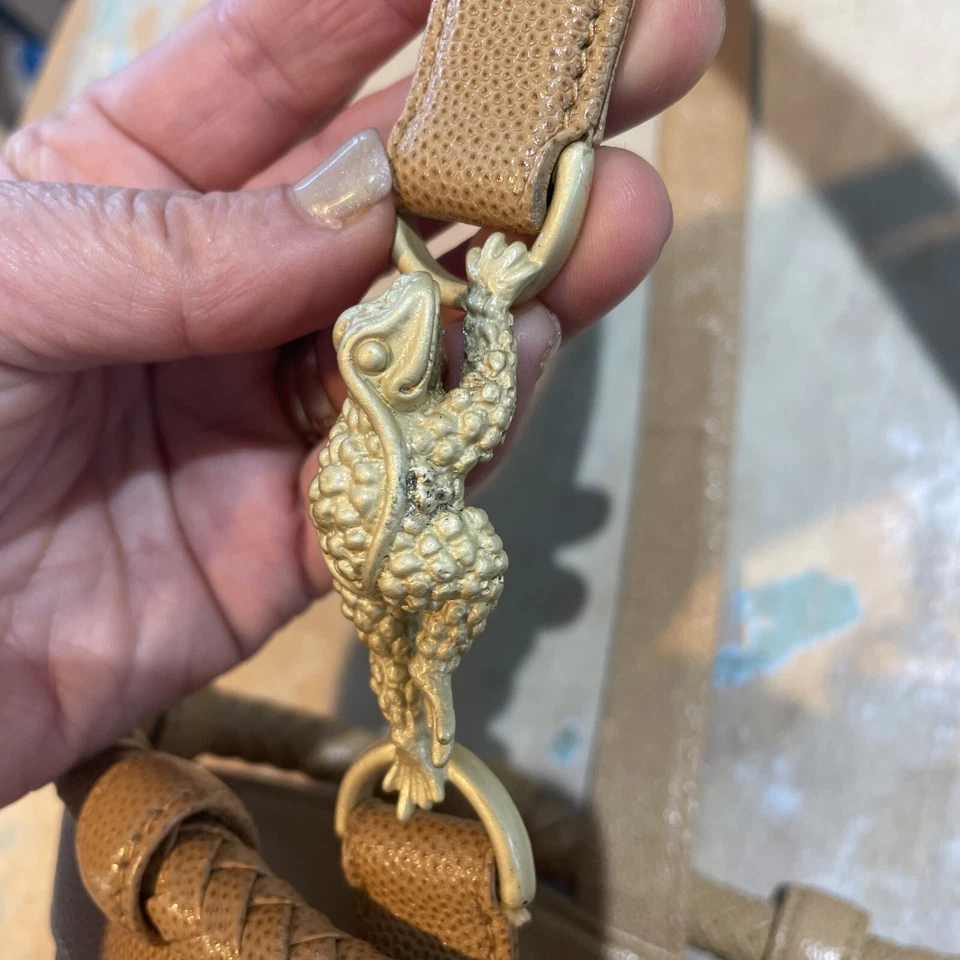 Bolso de Mano 26b Barry Kieselstein Cordón Marrón Tejido Cuero M Cubo RARO Foto 3 de 4