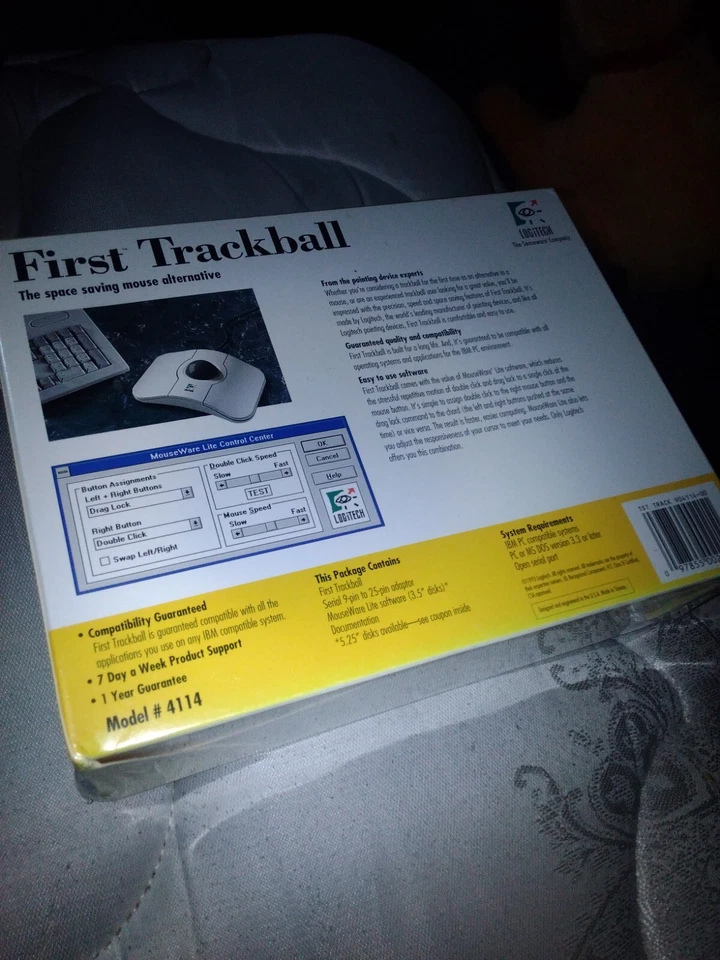 VINTAGE Logitech First Trackball Mouse 1993 NEW SEALED ultra rare 30 years old - Image 3 of 4