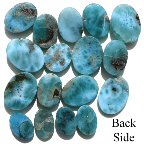 17 PC Natural Dominican Larimar Hi-Grade 11.7mm-16mm Oval Cabochon Gemstones Lot - Picture 9 of 11