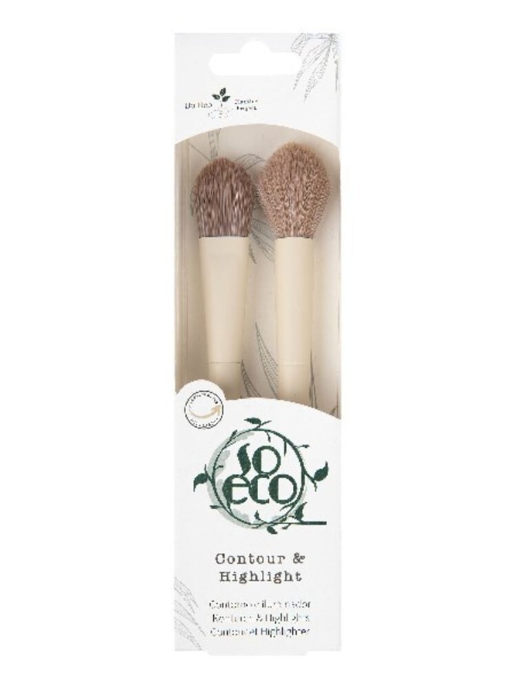 So Eco Contour & Highlight Brush Duo - Vegan & Cruelty-Free 2-Piece Face Brush Kit for Sculpting & Highlighting, Soft Synthetic Bristles, Birchwood Handles - Image 2