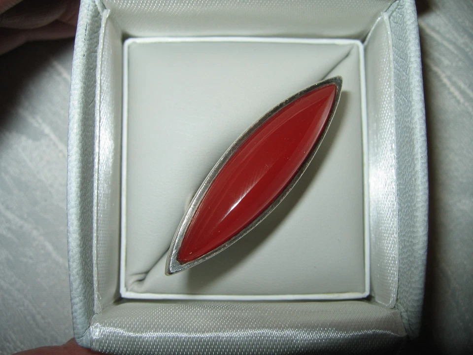 Unikat,Designerring, 925 Silber, massiv, Karneol, Navetteform, Narrenschiff - Bild 3 von 3