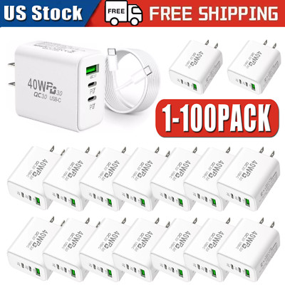 Dual PD 40W Fast Wall Charger Power Adapter For iPhone 15 Pro Max 14 13 Plus lot