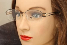 TURA TE 206 eyeglasses frame Black Gold 20K Gold Plated Half Rimless 51mm JAPAN