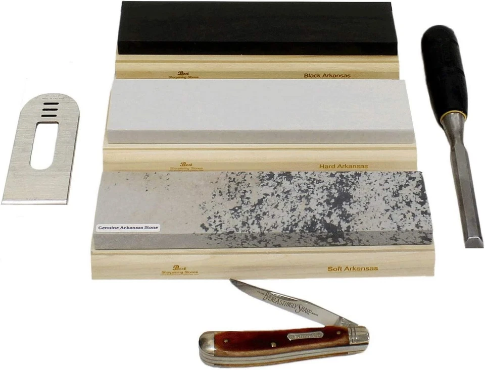 Arkansas Sharpening Stone Set - Wood Mounted 8" - Image 2 of 4