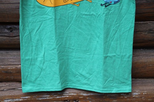 Adventure Time Cartoon Network Jake Finn BMO Hot Dog Green Shirt Size Medium NWT - Picture 3 of 7