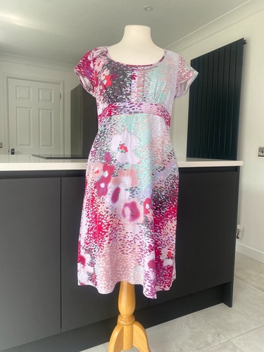 White Stuff Size 10 Linen Blend Pastel Patterned Dress Summer Holiday - Picture 2 of 12