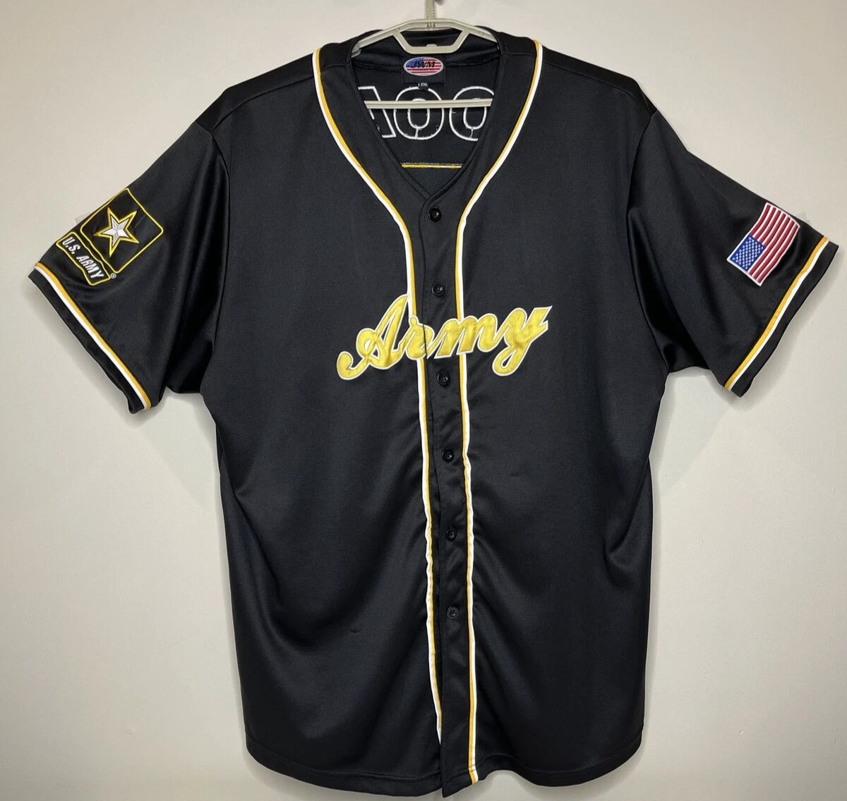 U.S. Army HOOAH Baseball Jersey Size 2XL Black and gold Army