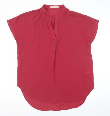 Active USA Damen-Bluse rot Polyester Basic Größe S V-Ausschnitt