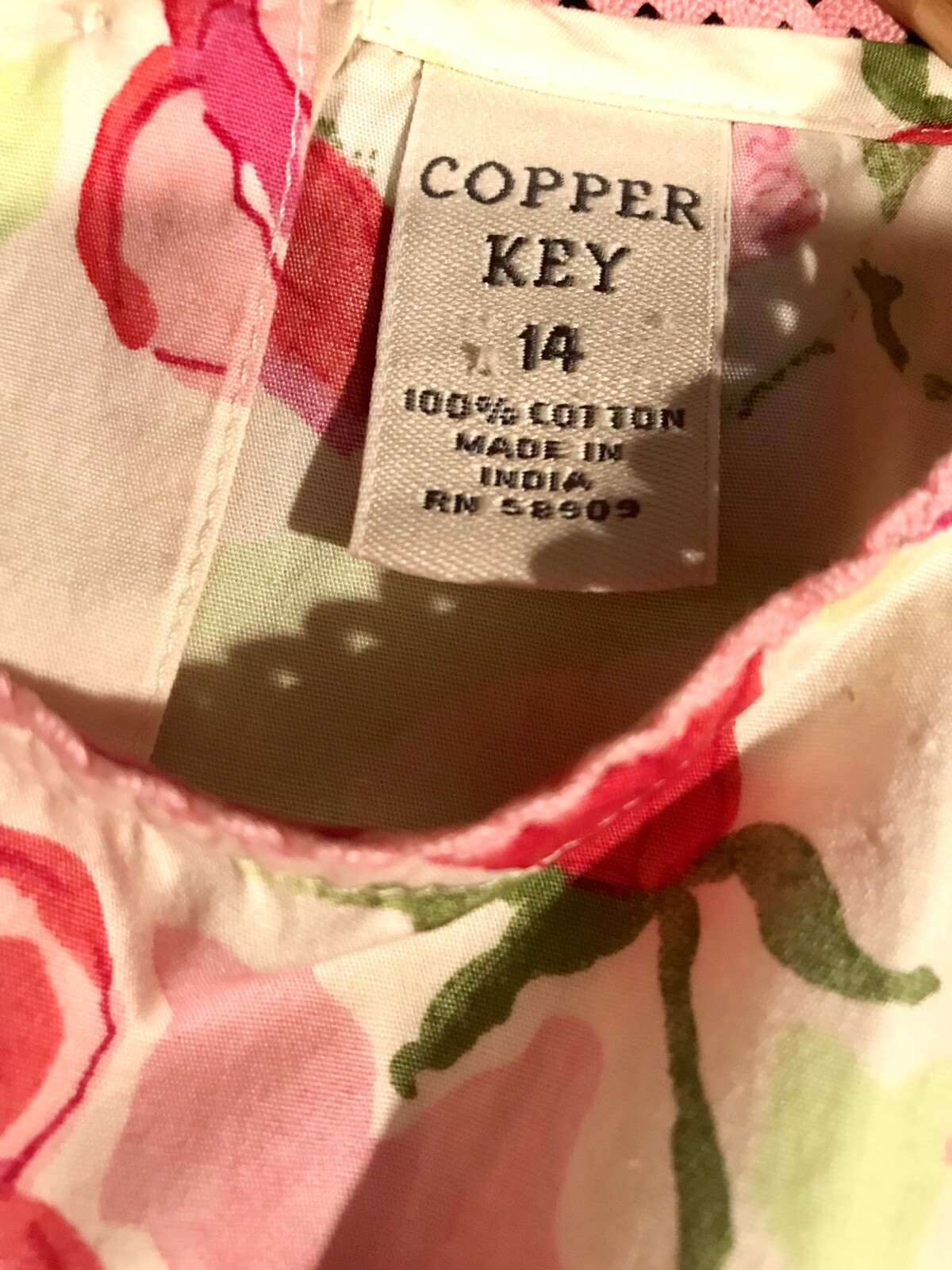 Copper Key Floral Long Sun Dress Bric Brac Size 14 Cotton Dillards