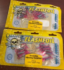 Calcutta flashfoil swim jigs two packs equals 14 jigs curl tails swimbait pink