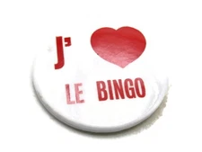 J' Heart Le Bingo Button Red & White