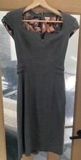 Ted Baker Wool Grey Dress Women’s Floral Lining Pencil Work - Size 0 / UK 6