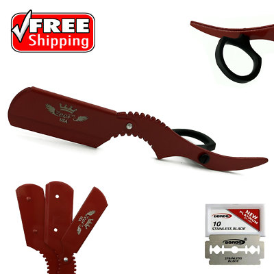 Cut Throat Shavette Barber Salon Swivel Thumb Straight Razor Rasoir + 10 Blades