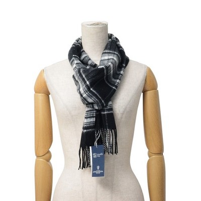 Unused item Johnstons of Elgin Scarf All-over cashmere check fringe stole 20...
