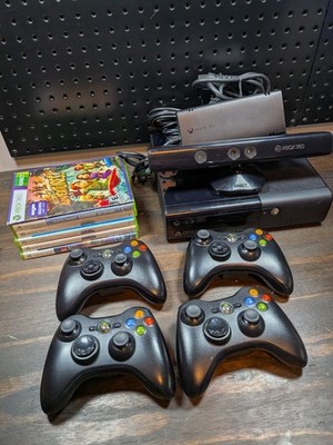 Xbox 360 E Console 500GB Bundle w/ Kinect 4 Controllers 6 Games Tested Working