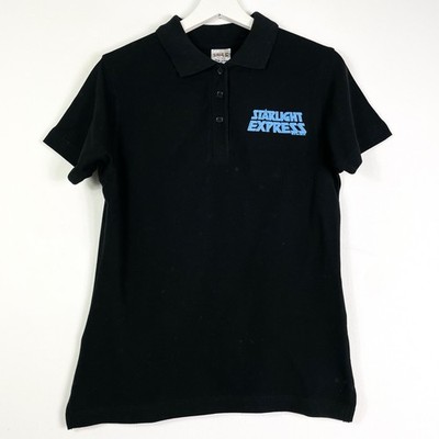 Vintage Starlight Express Musical Poloshirt Gr.S Damen Schwarz Kurzarm Logo