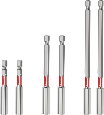 6PCS Magnetic Impact Bit Holder,1/4'' Hex Shank S2 Steel Magnetic Drill Bit Exten