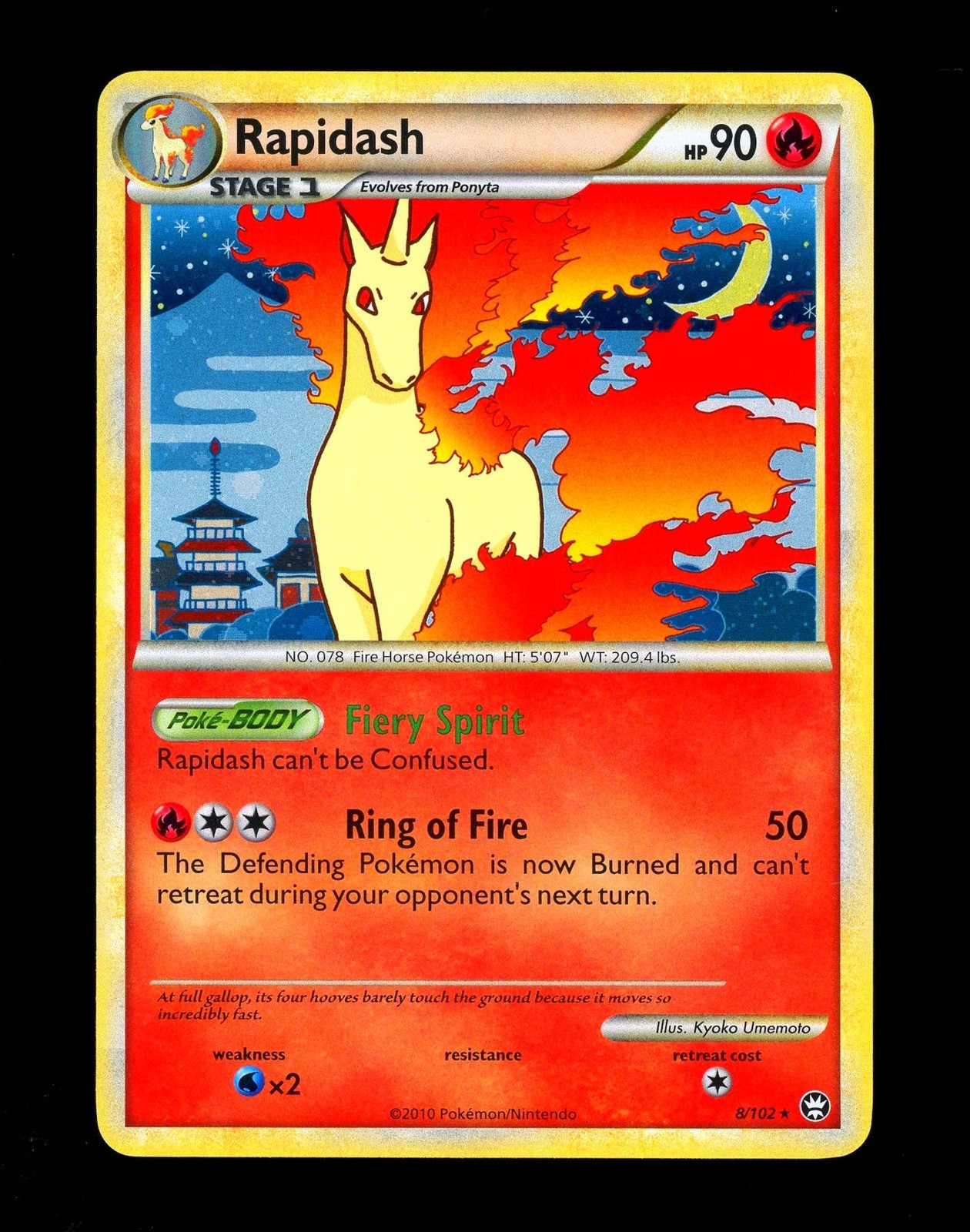 2010 Pokemon RAPIDASH Triumphant Set COSMOS HOLO Foil Rare HGSS Card 8/102 NM