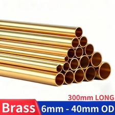 Brass Round Tube Pipe 300mm LONG Ø 6 - 40mm 0.2-2mm Wall Thickness Seamless Pipe