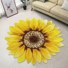 Irregular Sunflower Carpet 46 in, Soft Floral Area Rug for Living Room, Bedroom
