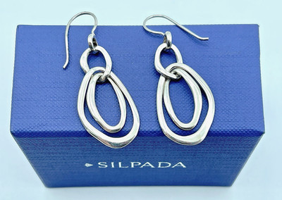 Silpada Sterling Silber Modernist ineinandergreifende ovale Creolen, Ohrhänger, W1487
