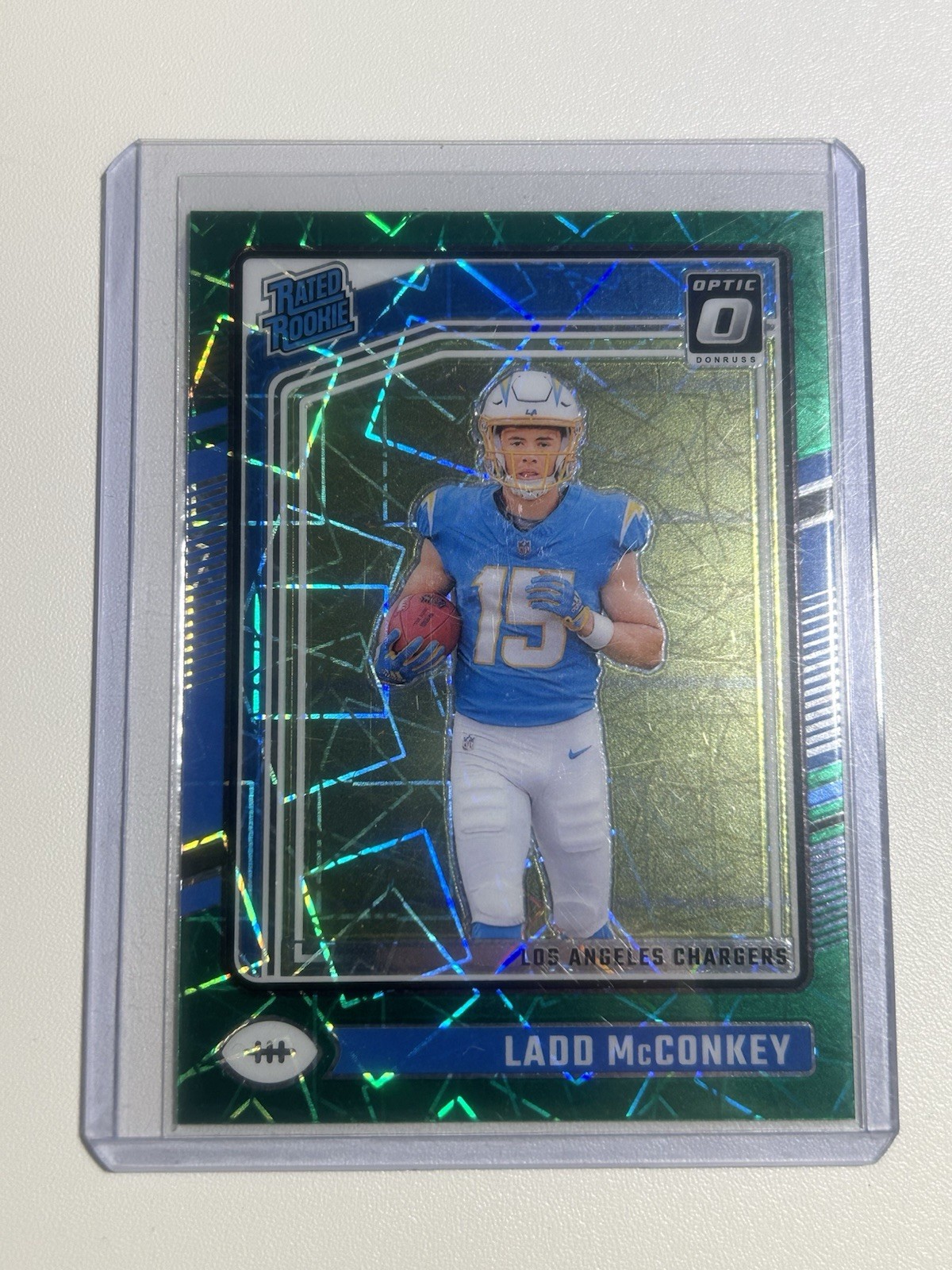 2024 Panini Donruss Optic - Rated Rookie Ladd McConkey #266 Green Velocity Prizm